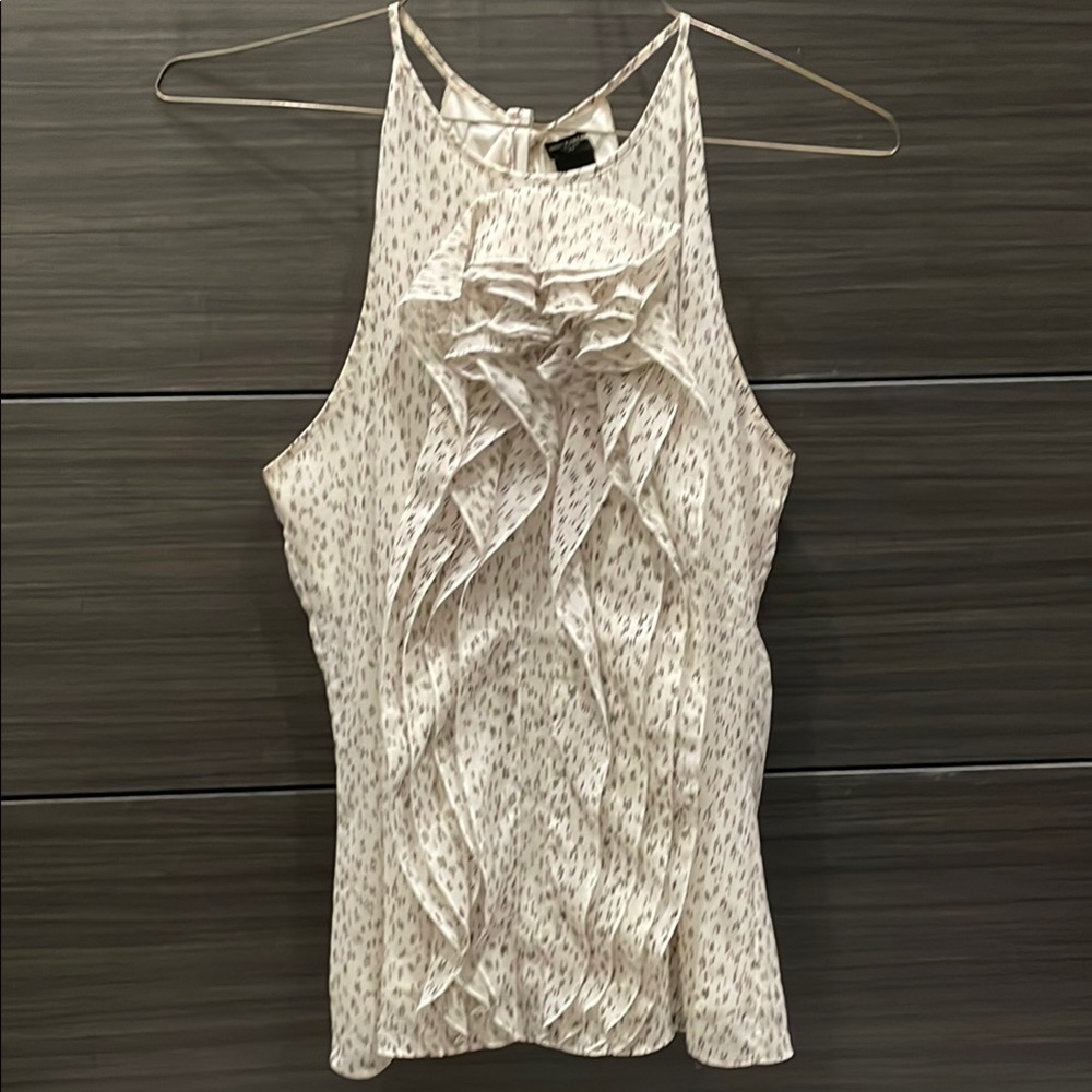 Ann Taylor Cream Ruffled Tank Top